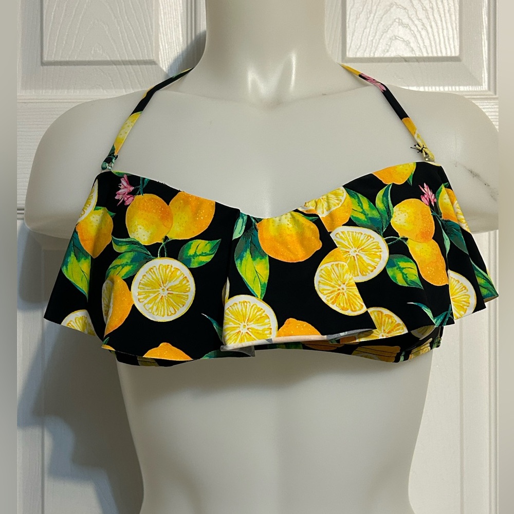No Boundaries Black and Yellow Bikini TOP ONLY